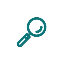 Magnifying glass icon on white background.