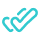 Teal checkmarks on black background.